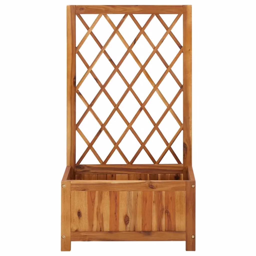 Berkfield Home Garden Raised Bed with Trellis in Brown Solid Acacia Wood – 2