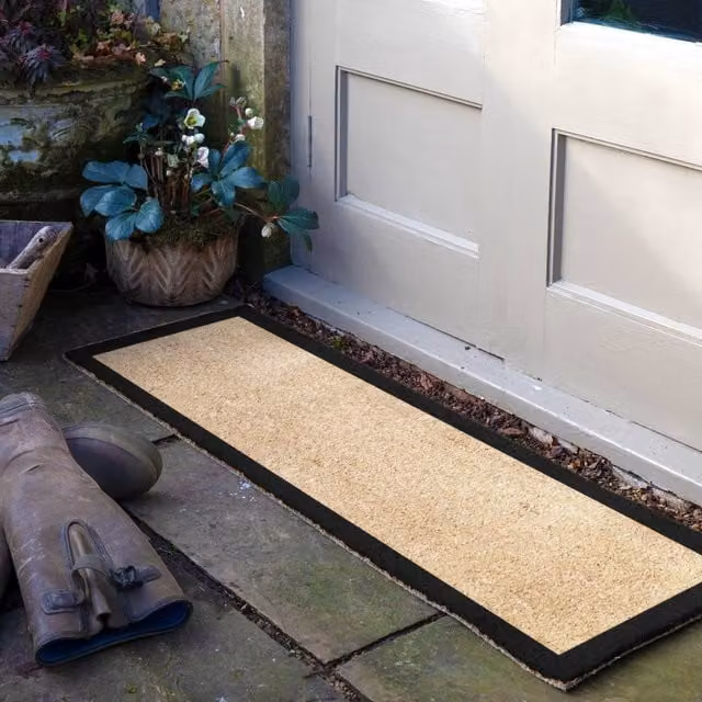 Artsy Mats Black Border Coir Doormat in Beige and Black, W/D: 120 x 40 cm