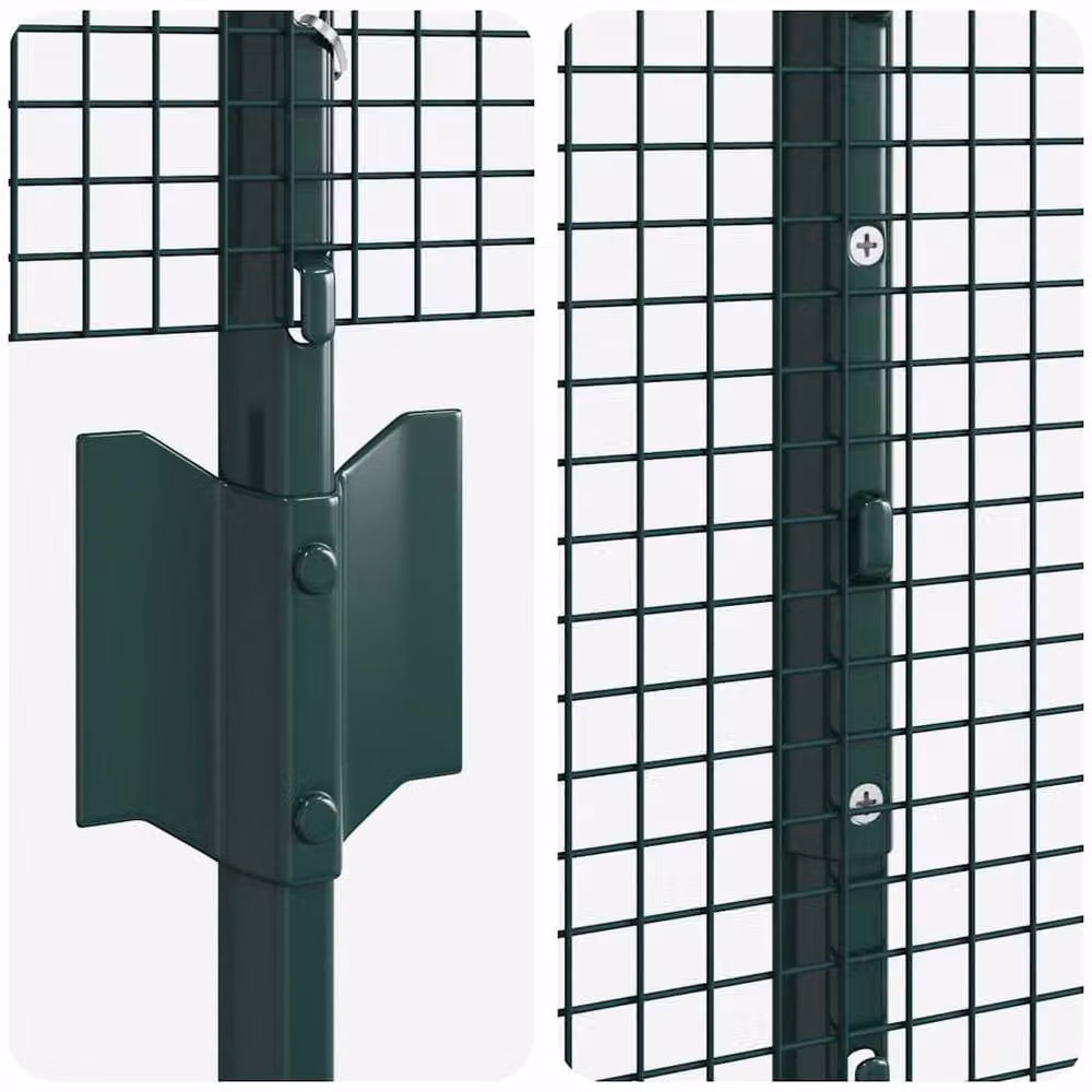 Berkfield Home Green Steel Welded Wire Fence with 22 U-Profile In-Ground Posts, 1 x 50 m – 4