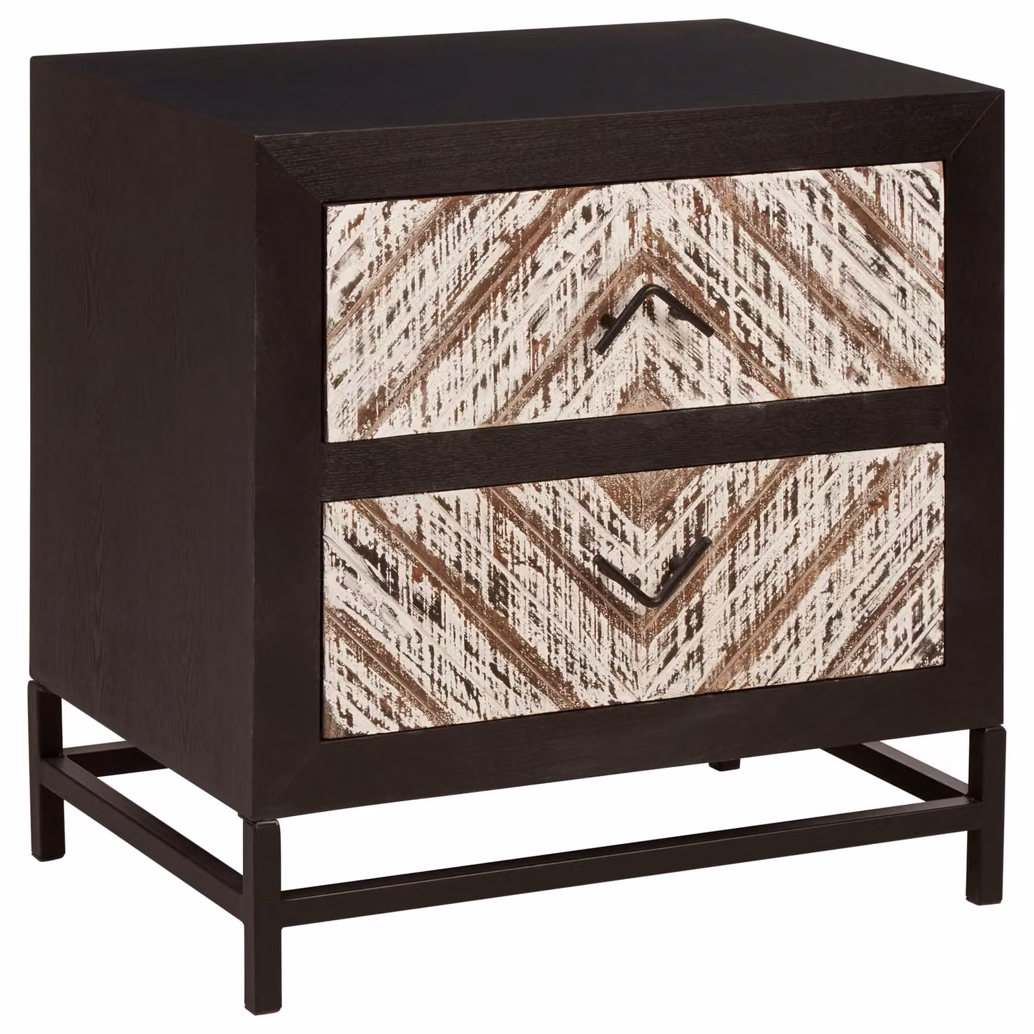 Orsina Industrial 2 Drawer Bedside Table in Black and Brown – 3