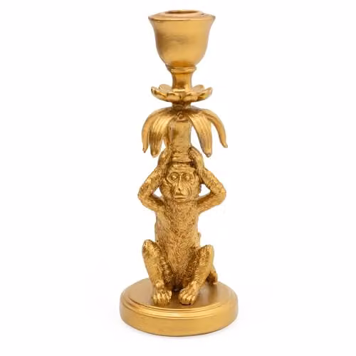 Madison & Mayfair Gold Monkey-Inspired Metal Taper Candleholder