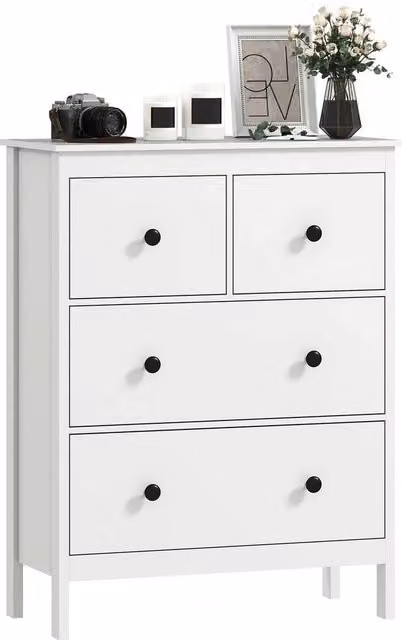 FORGEVIO Modern 4 Drawer Chest of Drawers in White – 1