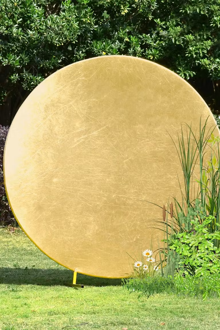 Neel Blue Round Arch Backdrop Cover Spandex Wrinkle-Resistant Circle Arch Stand Cover in Gold, 150cm