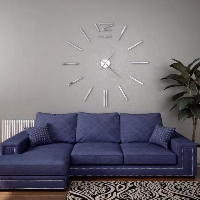 Berkfield Home Modern 3D Silver Metal Wall Clock, Diameter: 100 cm – 1