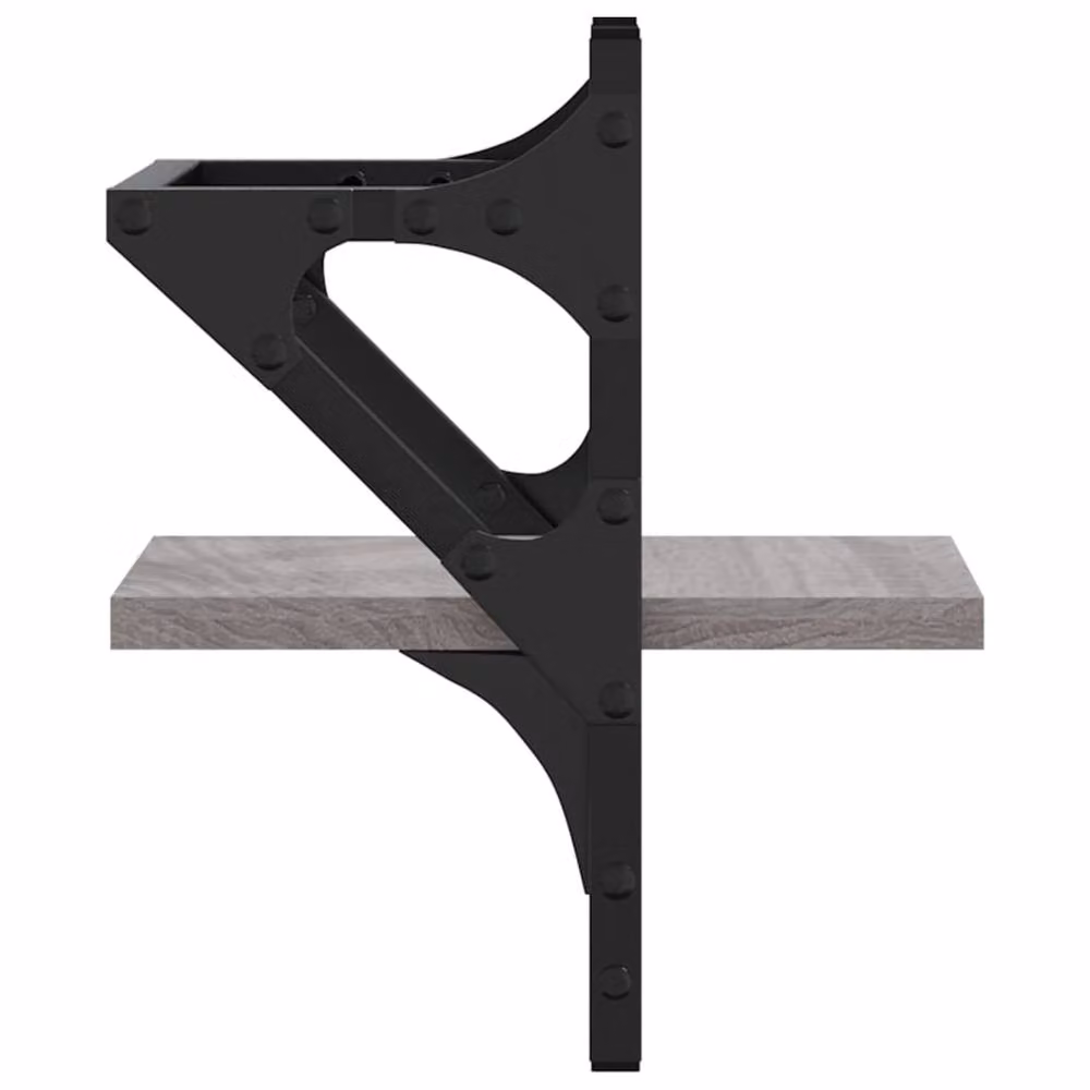 Berkfield Home Wall Shelves with Hanging Rods, 2 Piece Set, Grey Sonoma, W/D/H: 20 x 25 x 30 cm – 4