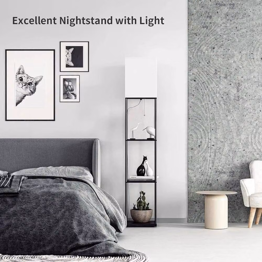 KORVIXA LED Shelf Floor Lamp in Black, Height: 140 cm – 3