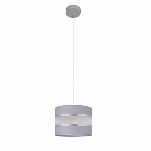 Netlighting Helam Cylindrical Pendant Ceiling Light in Grey and Silver, Diameter: 20 cm