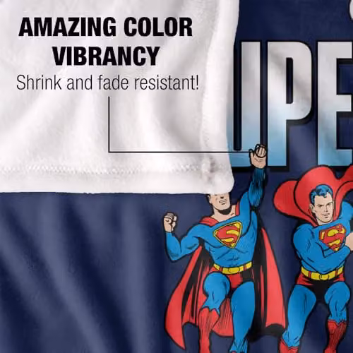 Warner Bros. Superman Across The Years Line Up Super Soft Fleece Throw Blanket, Multicolour, W/D/H: 91 x 147 cm – 3