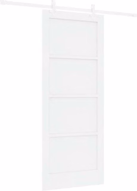 Berkfield Home Minimalist White Lacquered Solid Pine Sliding Door with Hardware Set W: 83 cm, H: 202 cm