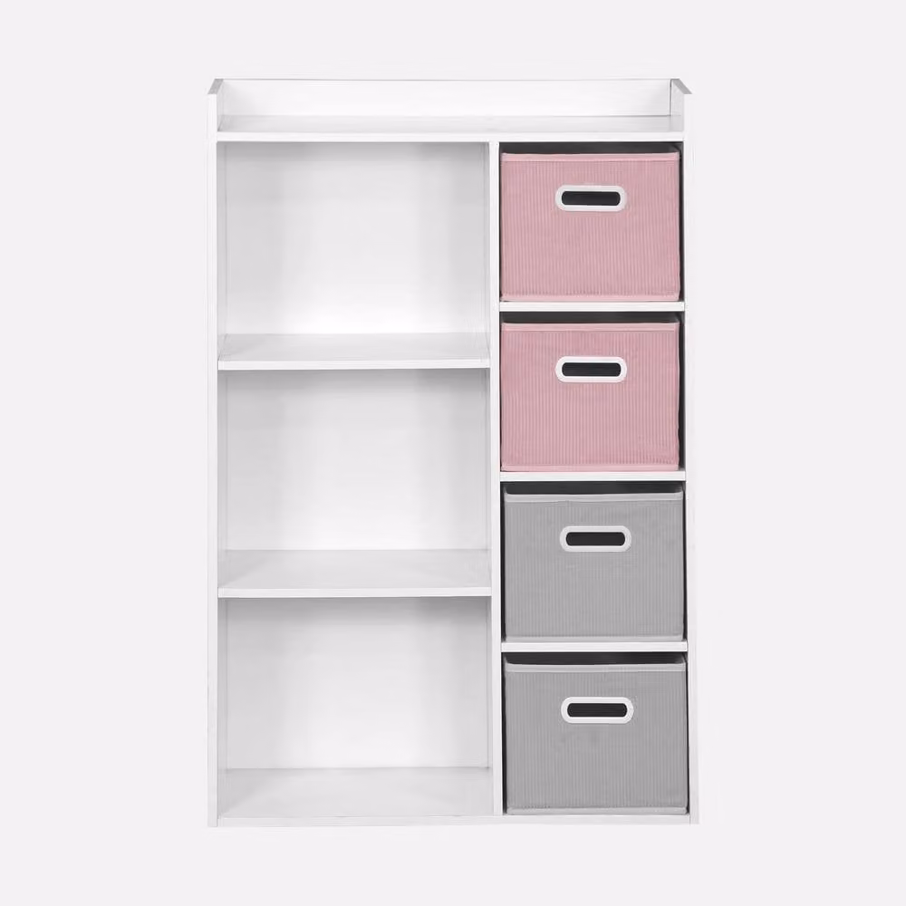 sweeek Storage Unit with 4 Velvet Baskets in Pink, W/D/H: 96.0 x 29.5 x 29.5 cm – 2