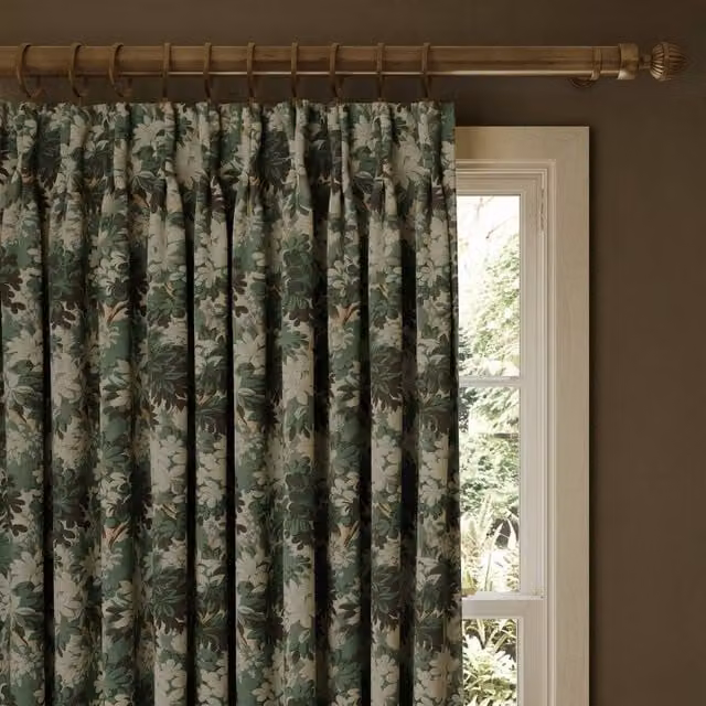 House of Hackney Silva Jacquard Floral Fabric Curtain Panel in Blue and Green