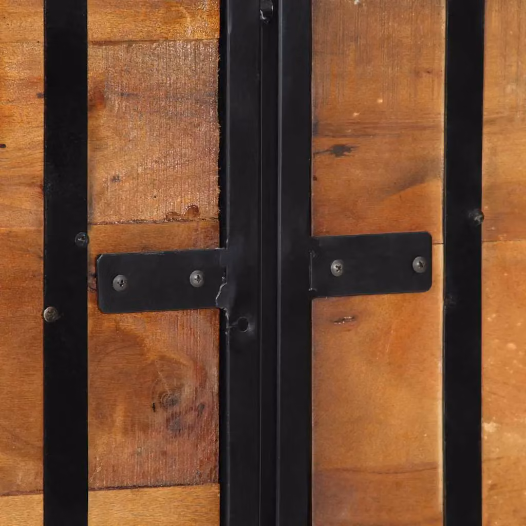 Berkfield Home Industrial Headboard in Brown Reclaimed Solid Wood and Iron, Width: 160 cm – 4