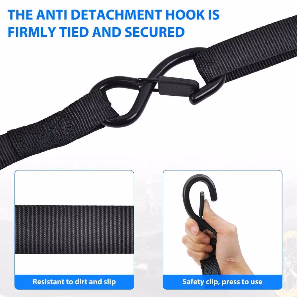 SPETLEK 4-Pack Heavy Duty Ratchet Tie Down Straps, Black, Length: 5 m – 5