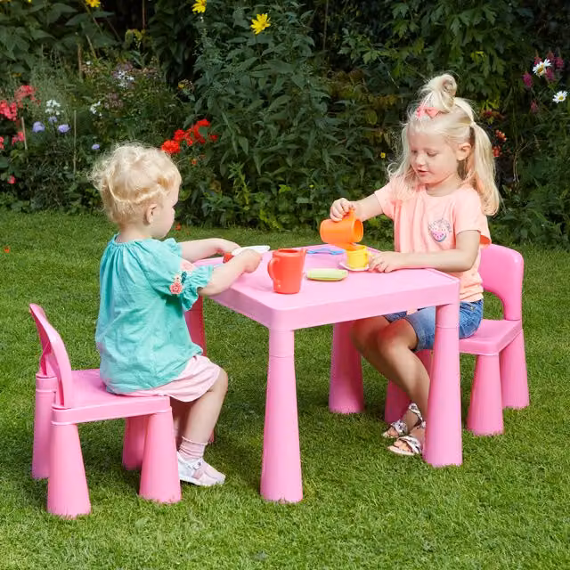 Liberty House Toys Pink Plastic Square Kids Table and 2 Chairs Set