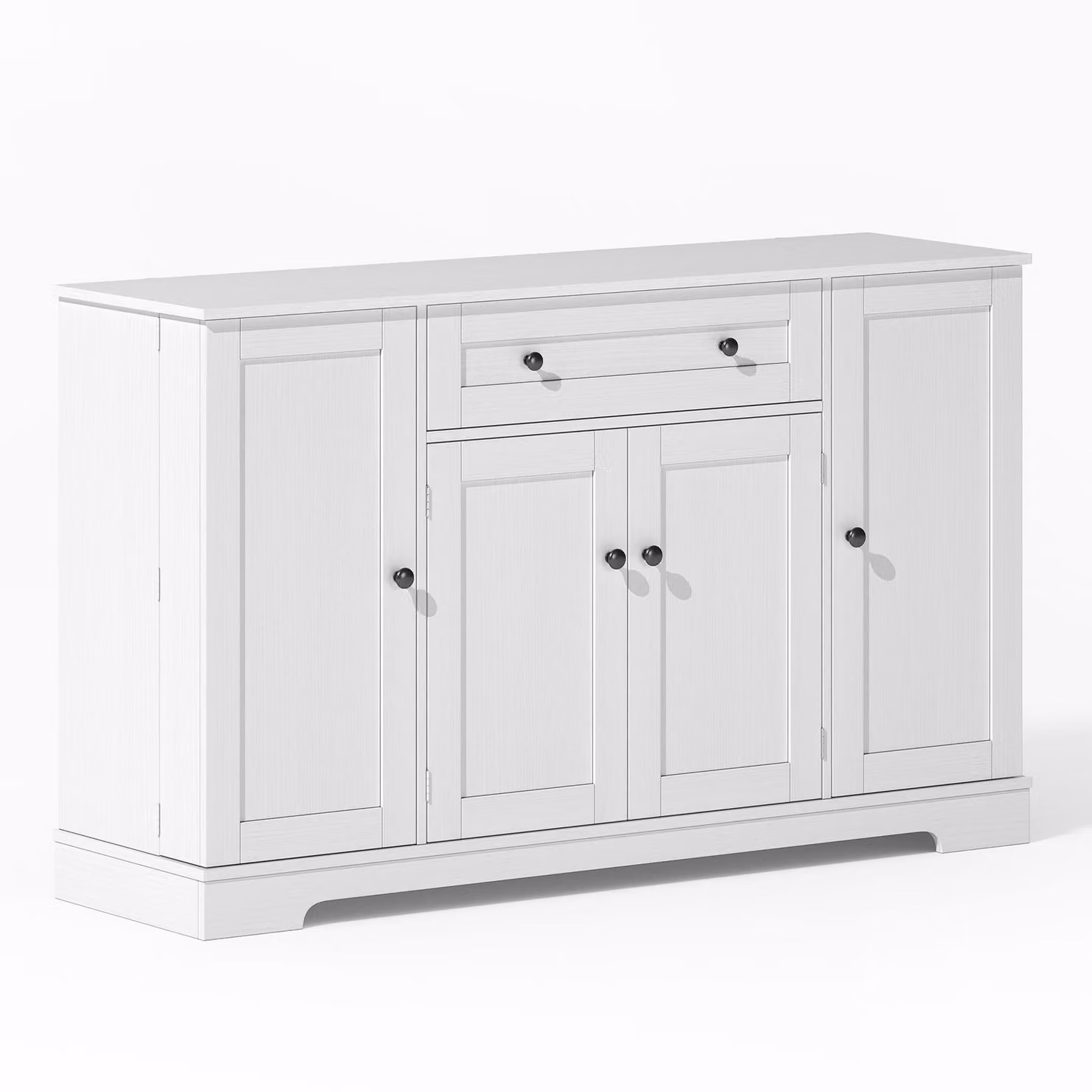 Aosom UK Multifunctional Kitchen Sideboard with Double-Door Compartment and Adjustable Shelves, White, W: 138 cm, D: 40 cm, H: 85 cm – 2