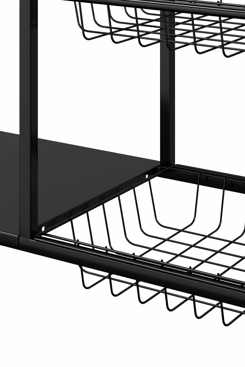 Living and Home Multi-tiered Kitchen Microwave Storage Rack Trolley Cart with Wheels and 4 Baskets, Black, W: 85 cm, H: 134 cm, D: 40 cm – 3