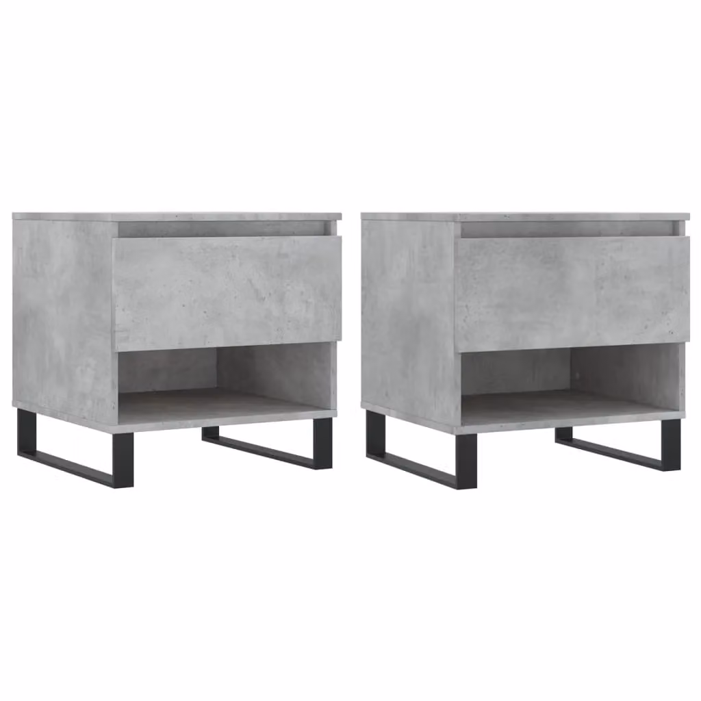 Berkfield Home Set of 2 Modern Square Coffee Tables in Concrete Grey, W/D/H: 50 x 46 x 50 cm – 2