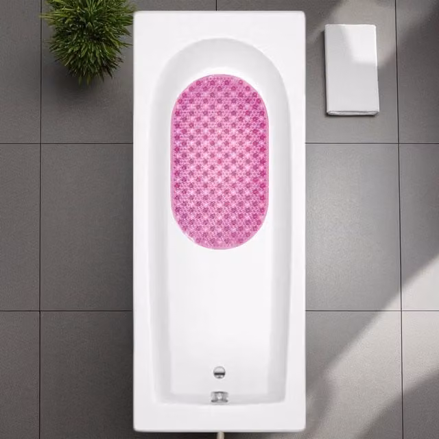 Showerdrape Cleo Oval Pink Anti Slip Bath Mat W: 69 cm, D: 39 cm – 1