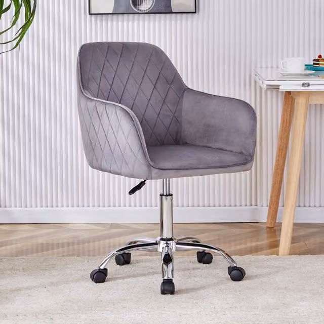 Kosy Koala Modern Grey Velvet Swivel Task Chair for Home Office