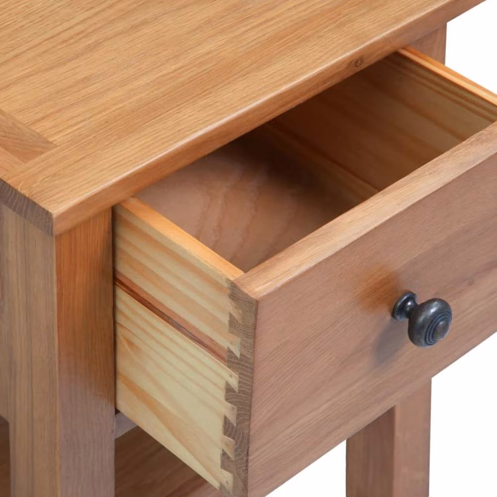 Berkfield Home Set of 2 Solid Oak Wood Nightstands in Brown, W/D/H: 36 x 30 x 47 cm – 3