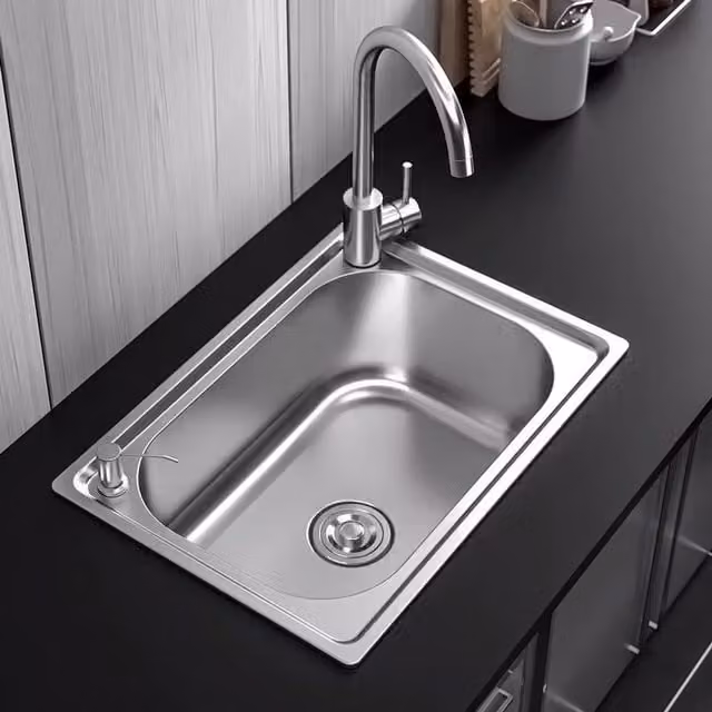 Livingandhome Stainless Steel Single Bowl Kitchen Sink with Removable Drainer, Silver, Width: 50 cm