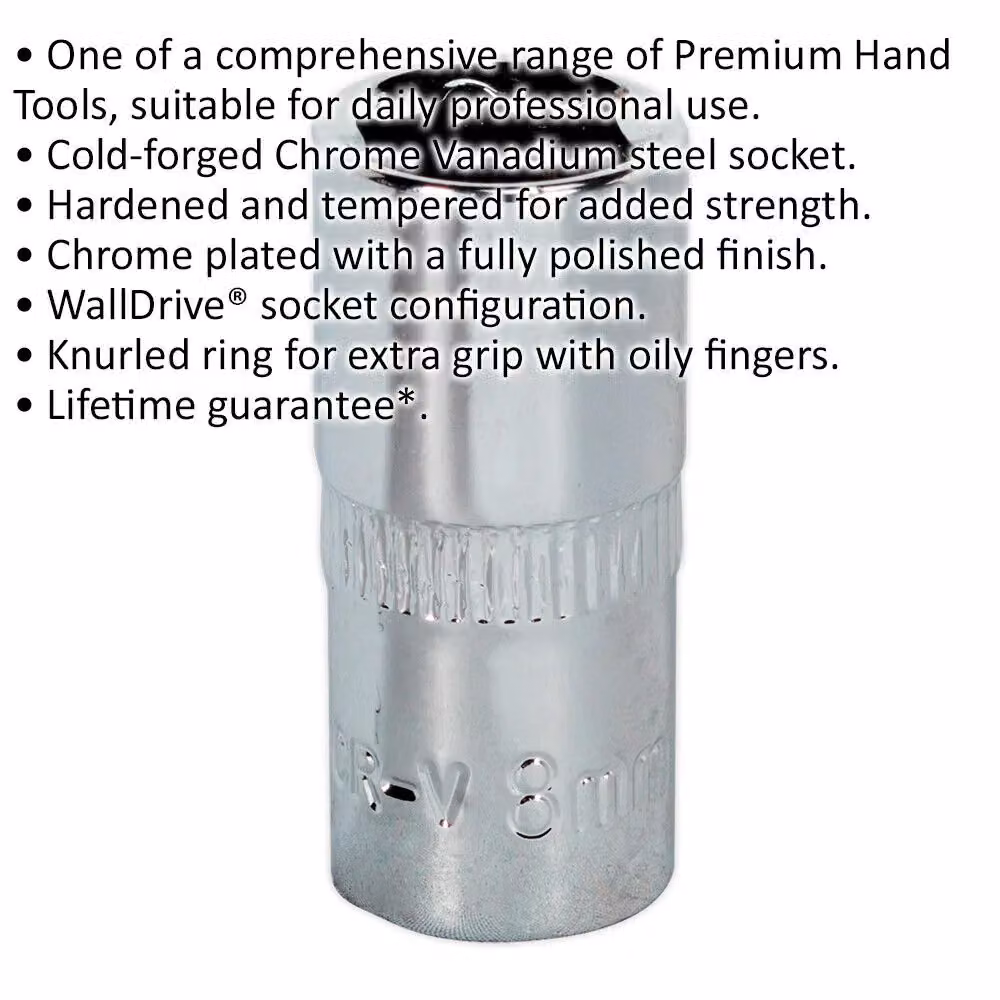 Loops 8mm Forged Steel 1/4 inch Square Drive Socket in Silver Chrome Vanadium – 2