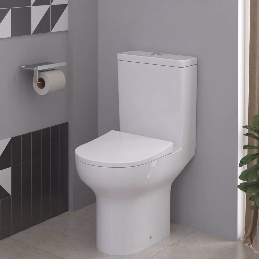 PAWNORA White Ceramic Close Coupled Toilet WC Pan and Cistern with Soft Close Seat – 3