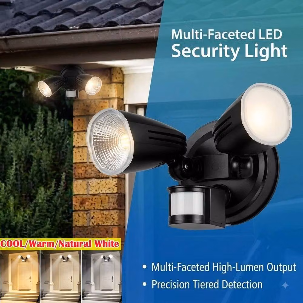 PAWNORA Black Adjustable LED Twin Outdoor Wall Light with Motion Sensor and RGB Colour Options – 4