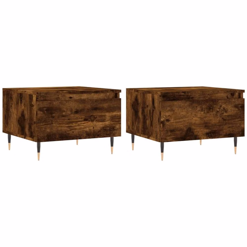 Berkfield Home Modern Nested Coffee Table Set of 2 in Smoked Oak Brown, W/D/H: 50 x 46 x 35 cm – 3