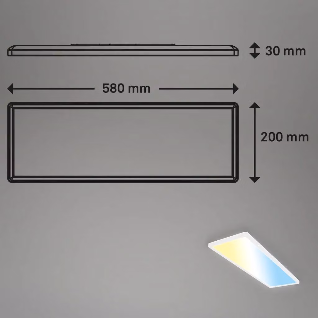 Briloner White Ultraslim 23W CCT LED Ceiling Panel Light with Remote Control, Dimmable Night-Light Function and Backlight Effect, W/D/H: 58 x 20 x 3 cm – 6