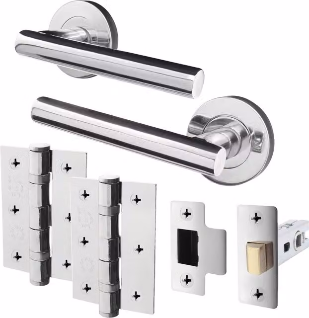 AFIT Chrome Door Handle Latch Pack Set