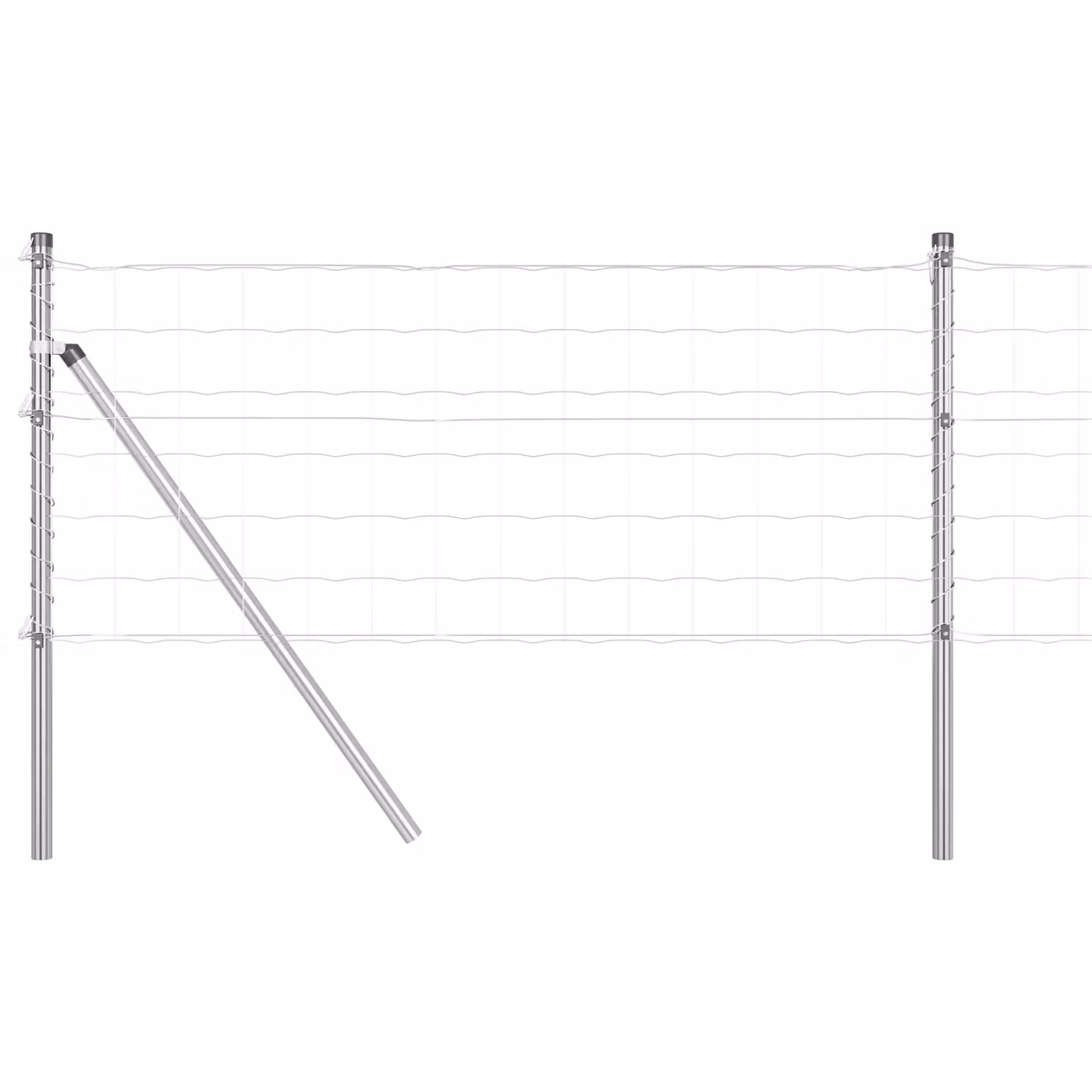 Berkfield Home Euro Fence with 7 Round Posts, Galvanised Steel, Silver, W: 10 m, H: 0.6 m – 2