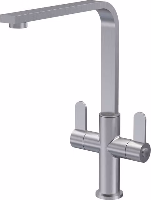 Balterley Chara Kitchen Sink Mono Mixer Tap in Brushed Nickel with Dual Lever Handles and Swivel Spout