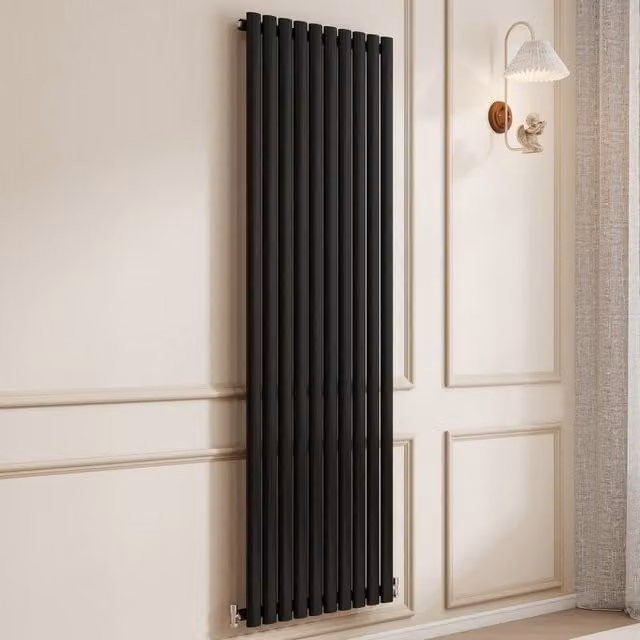 Banyetti Orva Black Vertical Single Oval Column Radiator, H 180 cm x W 59 cm – 1