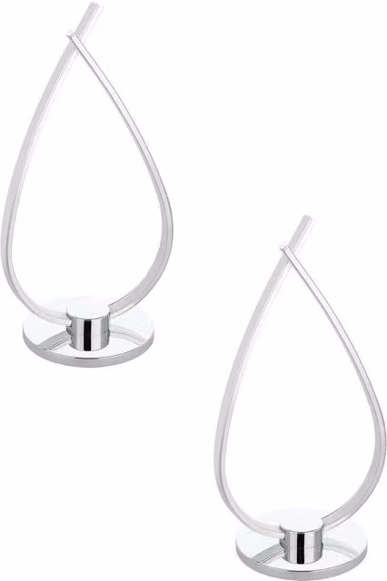 Loops 2 Pack Modern LED Table Lamps in Chrome and White with Aluminium and Plastic Finish