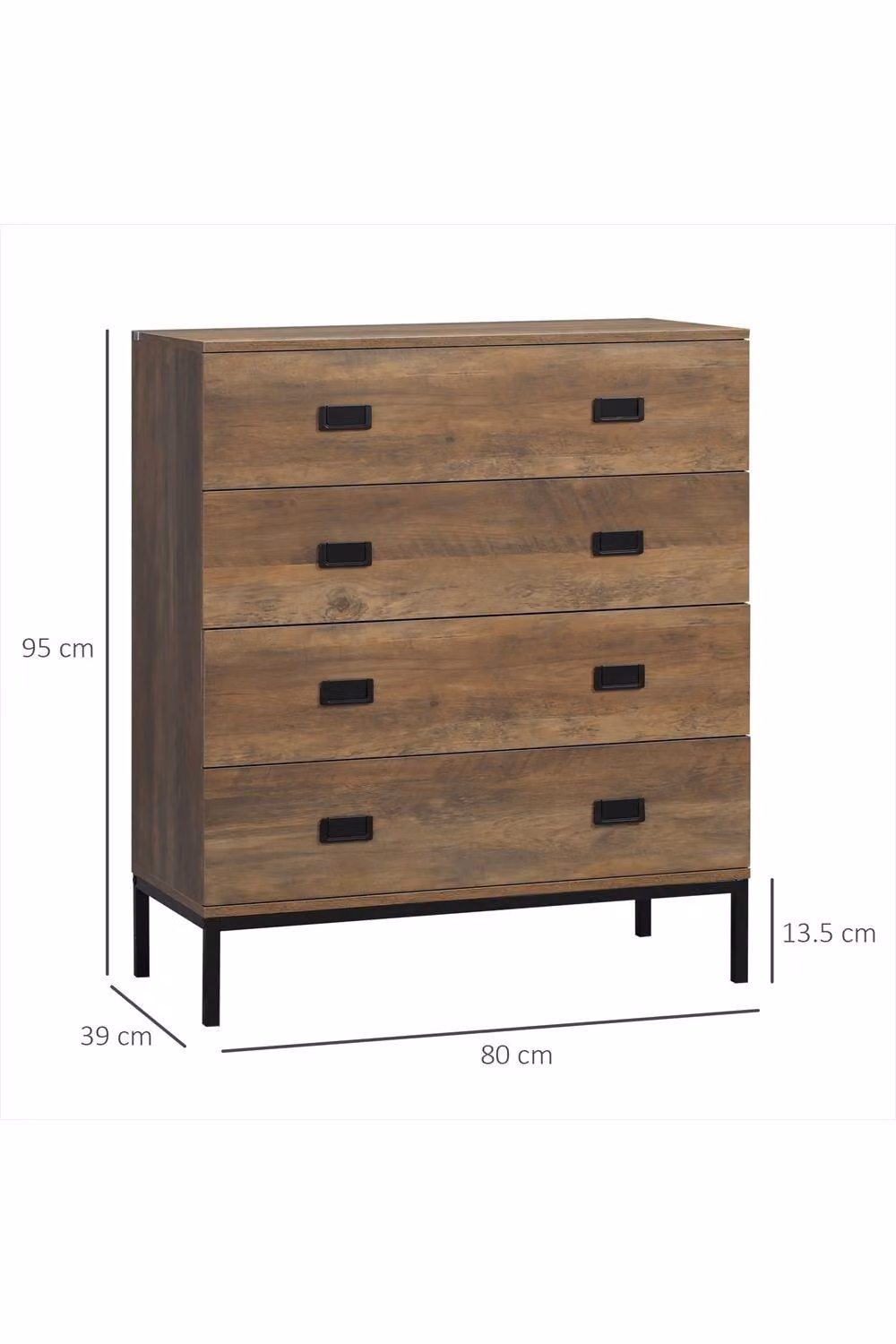 ERGOVEXA 4-Drawer Chest of Drawers, Rustic Brown Storage Organiser Unit – 2