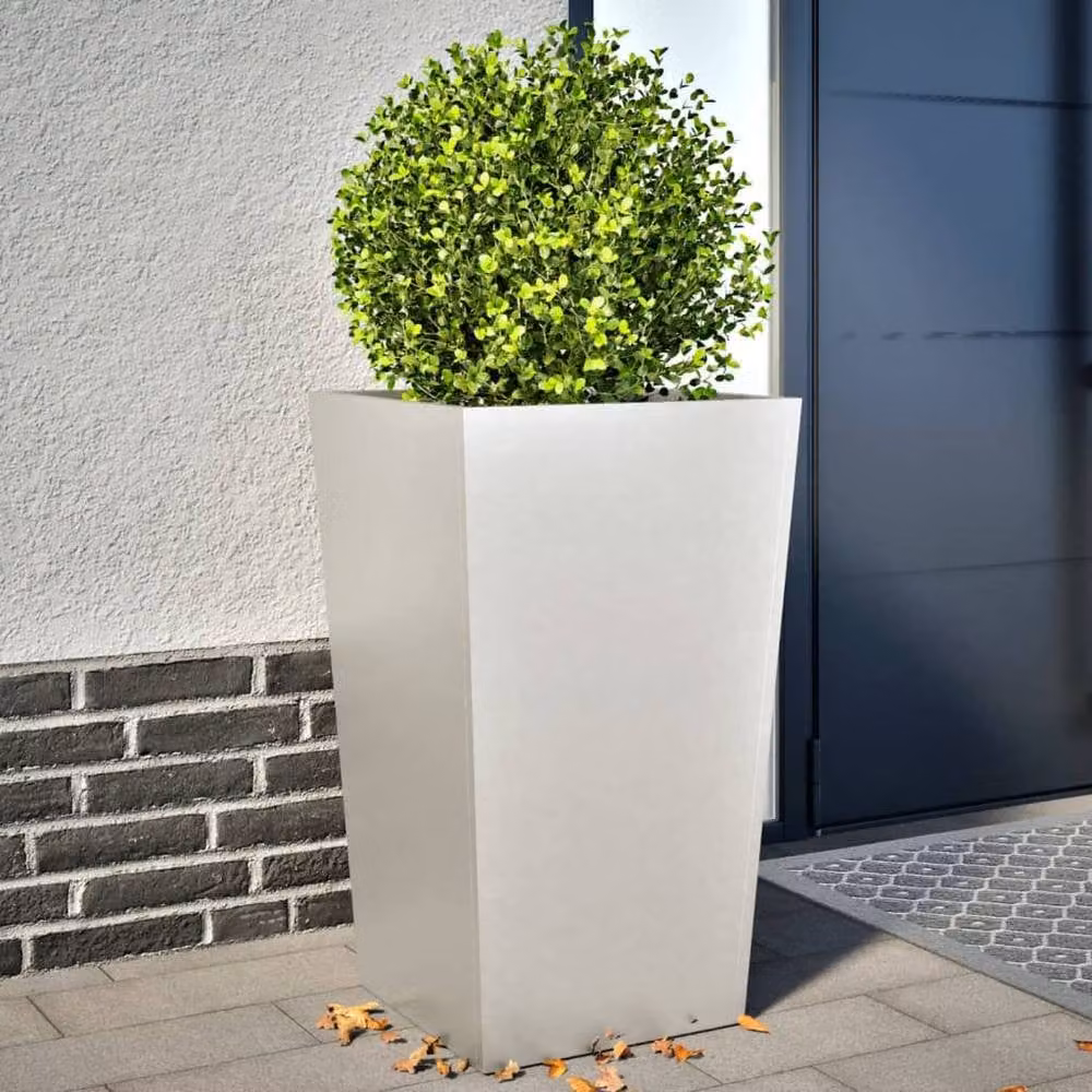 Berkfield Home Garden Stainless Steel Planter Tubs in Light Grey, 2 Pack, W/D/H: 45 x 45 x 75 cm – 2