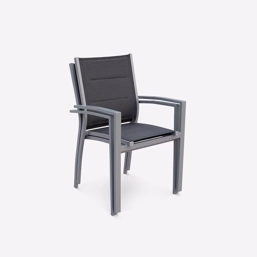 sweeek Pair of Stackable Aluminium Garden Armchairs in Grey – 2