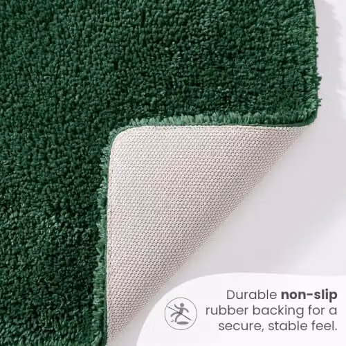 Allure Bath Fashions Luxury Microfibre Non-Slip Pedestal Toilet Mat, Green, W/D/H: 50 x 50 x 2 cm – 3