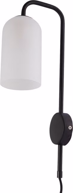 First Choice Lighting Victoria Black Plug-in Wall Light with Glass Shade
