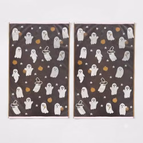 Odyssey Collection Ghosties Halloween Hand Towels, Pack of 2, 100% Cotton, 500GSM, W: 50 cm, H: 80 cm – 1