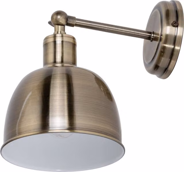 Litecraft Rima Industrial Metal Dome Wall Light in Brass