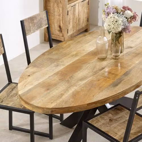 Adorable Lifestyle Surrey Oval Dining Table, 6-8 Seater, Brown Solid Mango Wood and Metal, W: 180 cm, D: 90 cm, H: 76 cm – 5