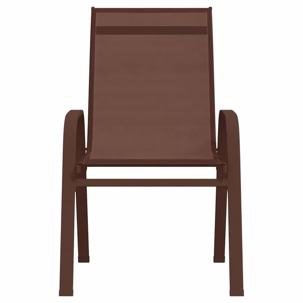 Berkfield Home Stackable Garden Chairs, 2 Piece Set in Brown Textilene and Steel – 2