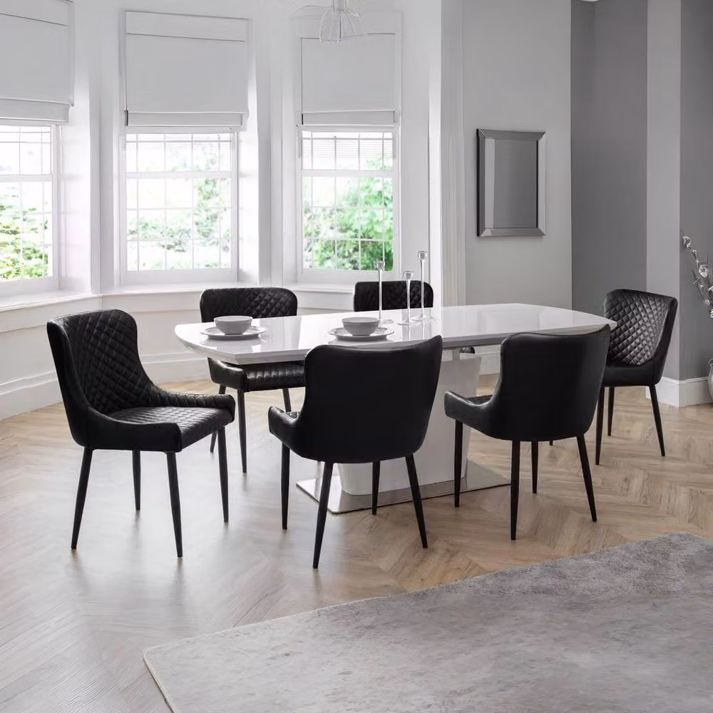 Cheshire Cromwell Set of 2 Black Faux Leather Dining Chairs with Armrests – 5