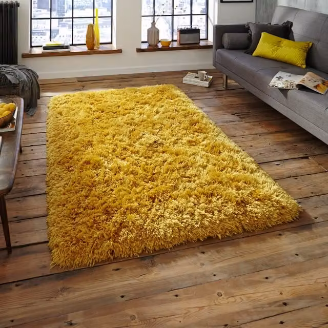 Think Rugs Polar PL 95 Yellow Rectangular Polyacrylic Hard-Wearing Rug