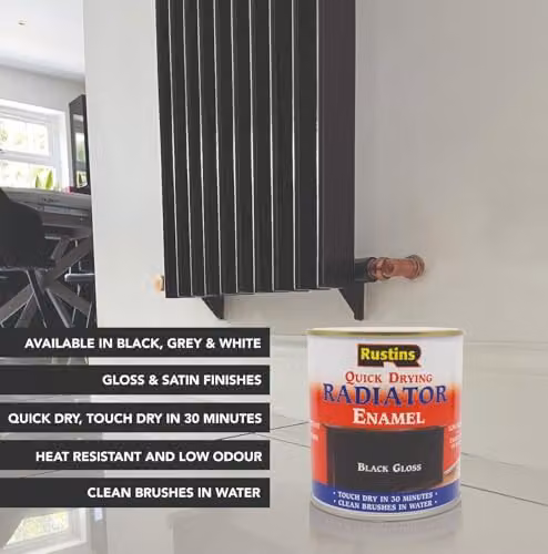 Rustins Quick Drying Satin White Radiator Enamel Paint 500ml – 2