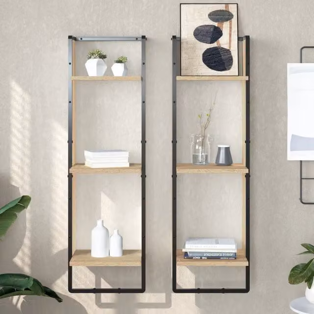 Berkfield Home 3-Tier Wall Mounted Shelf in Sonoma Oak Brown, W/D/H: 30 x 25 x 100 cm