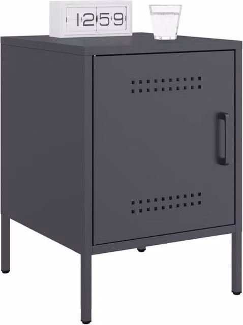 Berkfield Home Durable Metal Bedside Cabinets, 2 Pack, Anthracite Grey, W/D/H: 36 x 39 x 50.5 cm
