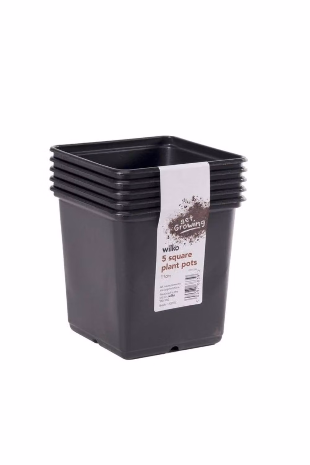 KDMD Black Square Plastic Planter Pots, Pack of 5, 11 cm – 2